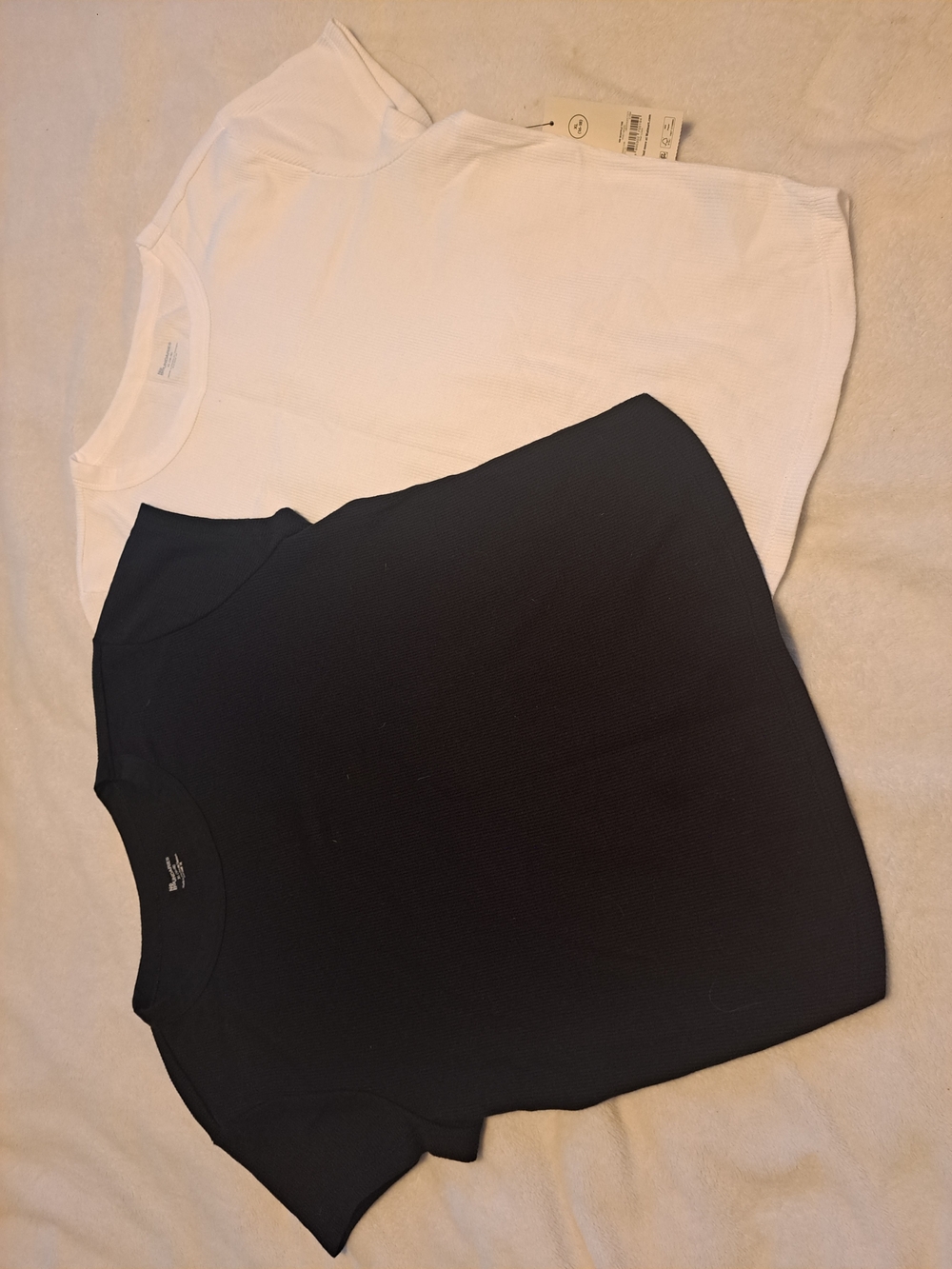 No Boundaries Black & White Waffle Tops